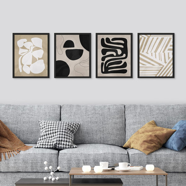 SIGNLEADER " Tropical Mid-Century Wall Art Set Of 4 Modern Hawaiian Geometric Print Prints ...